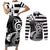 Brittany Ermine Celtic Couples Matching Short Sleeve Bodycon Dress and Long Sleeve Button Shirt Black Celtic Triskels - Wonder Print Shop