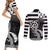 Brittany Ermine Celtic Couples Matching Short Sleeve Bodycon Dress and Long Sleeve Button Shirt Black Celtic Triskels - Wonder Print Shop