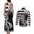 Brittany Ermine Celtic Couples Matching Tank Maxi Dress and Long Sleeve Button Shirt Black Celtic Triskels - Wonder Print Shop