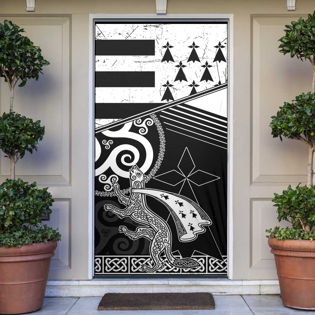Brittany Ermine Celtic Door Cover Black Celtic Triskels - Wonder Print Shop