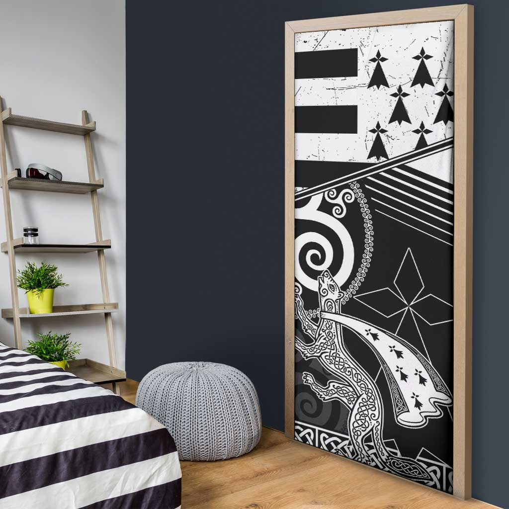 Brittany Ermine Celtic Door Cover Black Celtic Triskels - Wonder Print Shop