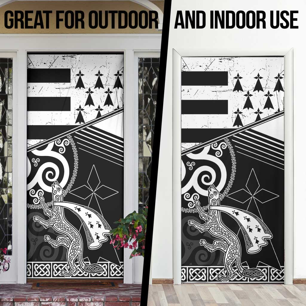 Brittany Ermine Celtic Door Cover Black Celtic Triskels - Wonder Print Shop