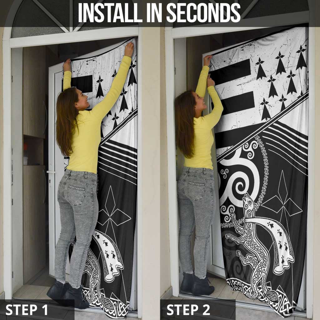 Brittany Ermine Celtic Door Cover Black Celtic Triskels - Wonder Print Shop