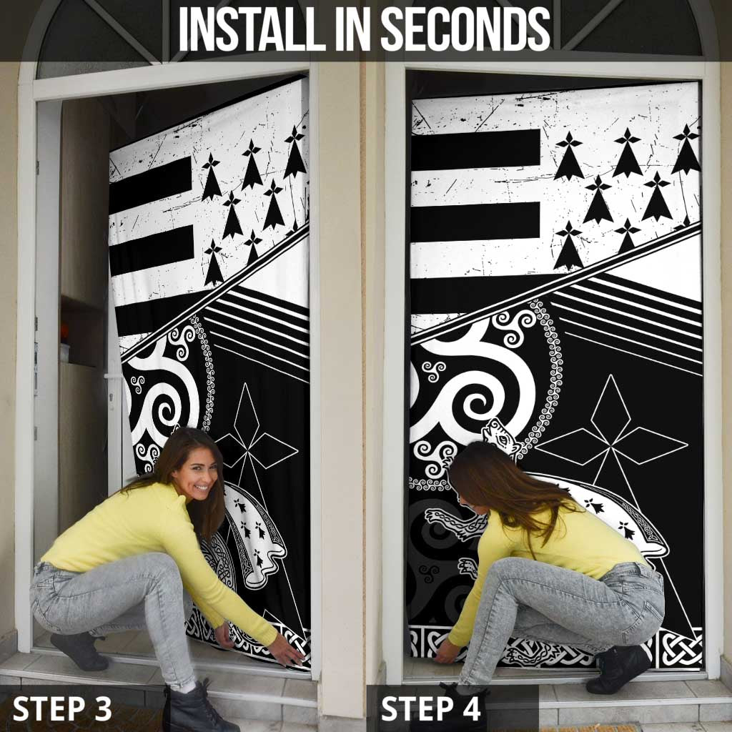 Brittany Ermine Celtic Door Cover Black Celtic Triskels - Wonder Print Shop