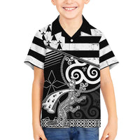 Brittany Ermine Celtic Family Matching Long Sleeve Bodycon Dress and Hawaiian Shirt Black Celtic Triskels - Wonder Print Shop