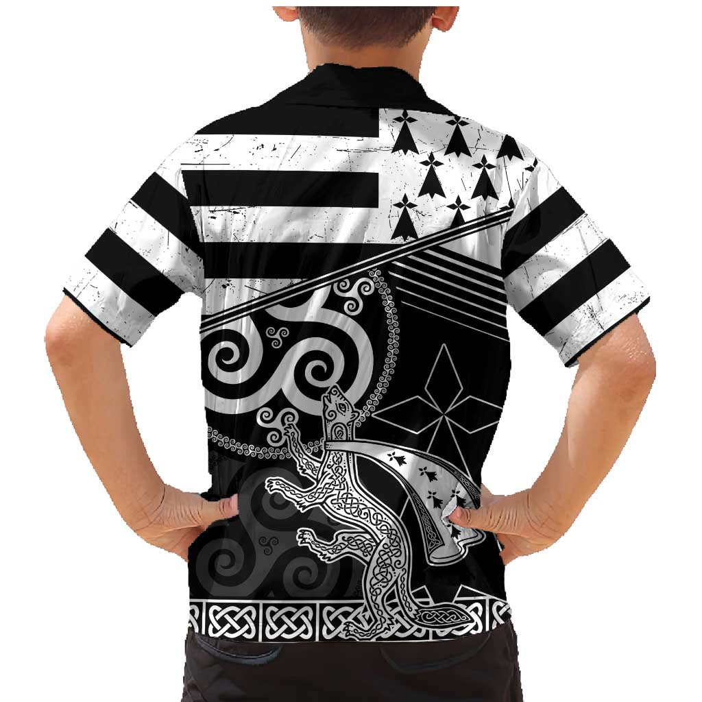 Brittany Ermine Celtic Family Matching Mermaid Dress and Hawaiian Shirt Black Celtic Triskels - Wonder Print Shop