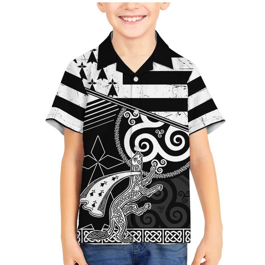 Brittany Ermine Celtic Family Matching Mermaid Dress and Hawaiian Shirt Black Celtic Triskels - Wonder Print Shop