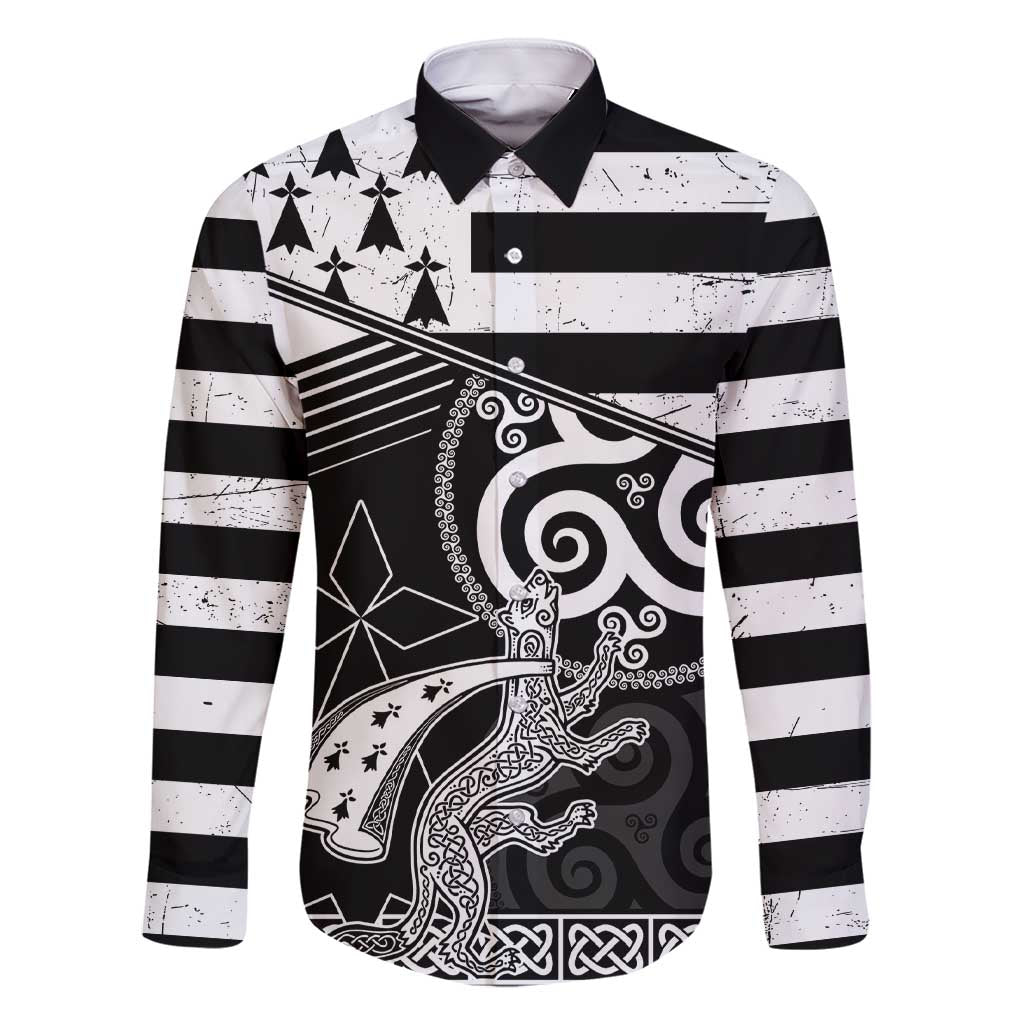 Brittany Ermine Celtic Family Matching Short Sleeve Bodycon Dress and Hawaiian Shirt Black Celtic Triskels - Wonder Print Shop