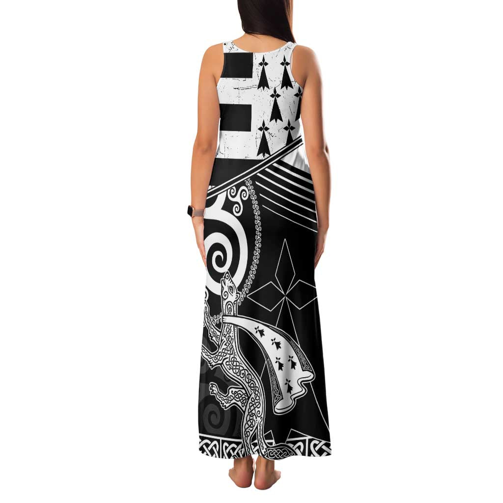 Brittany Ermine Celtic Family Matching Tank Maxi Dress and Hawaiian Shirt Black Celtic Triskels - Wonder Print Shop