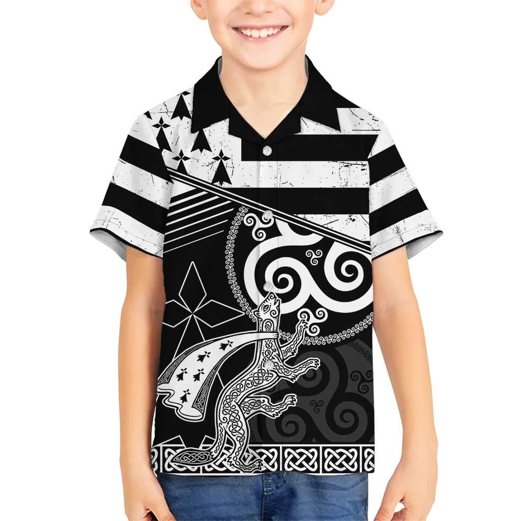 Brittany Ermine Celtic Family Matching Tank Maxi Dress and Hawaiian Shirt Black Celtic Triskels - Wonder Print Shop