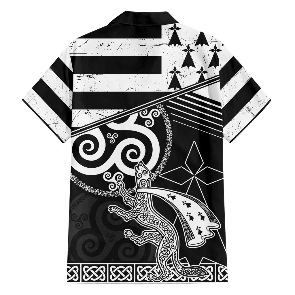 Brittany Ermine Celtic Hawaiian Shirt Black Celtic Triskels - Wonder Print Shop