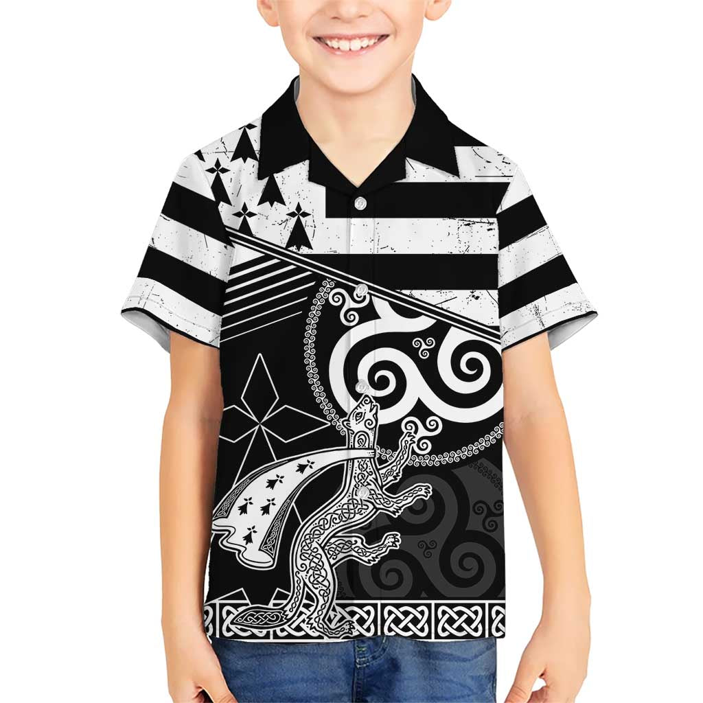 Brittany Ermine Celtic Kid Hawaiian Shirt Black Celtic Triskels - Wonder Print Shop