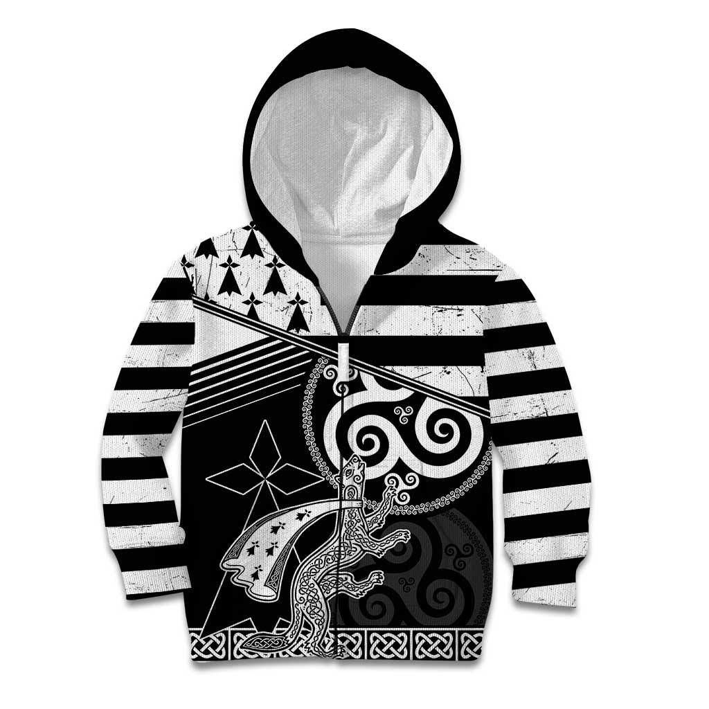 Brittany Ermine Celtic Kid Hoodie Black Celtic Triskels - Wonder Print Shop