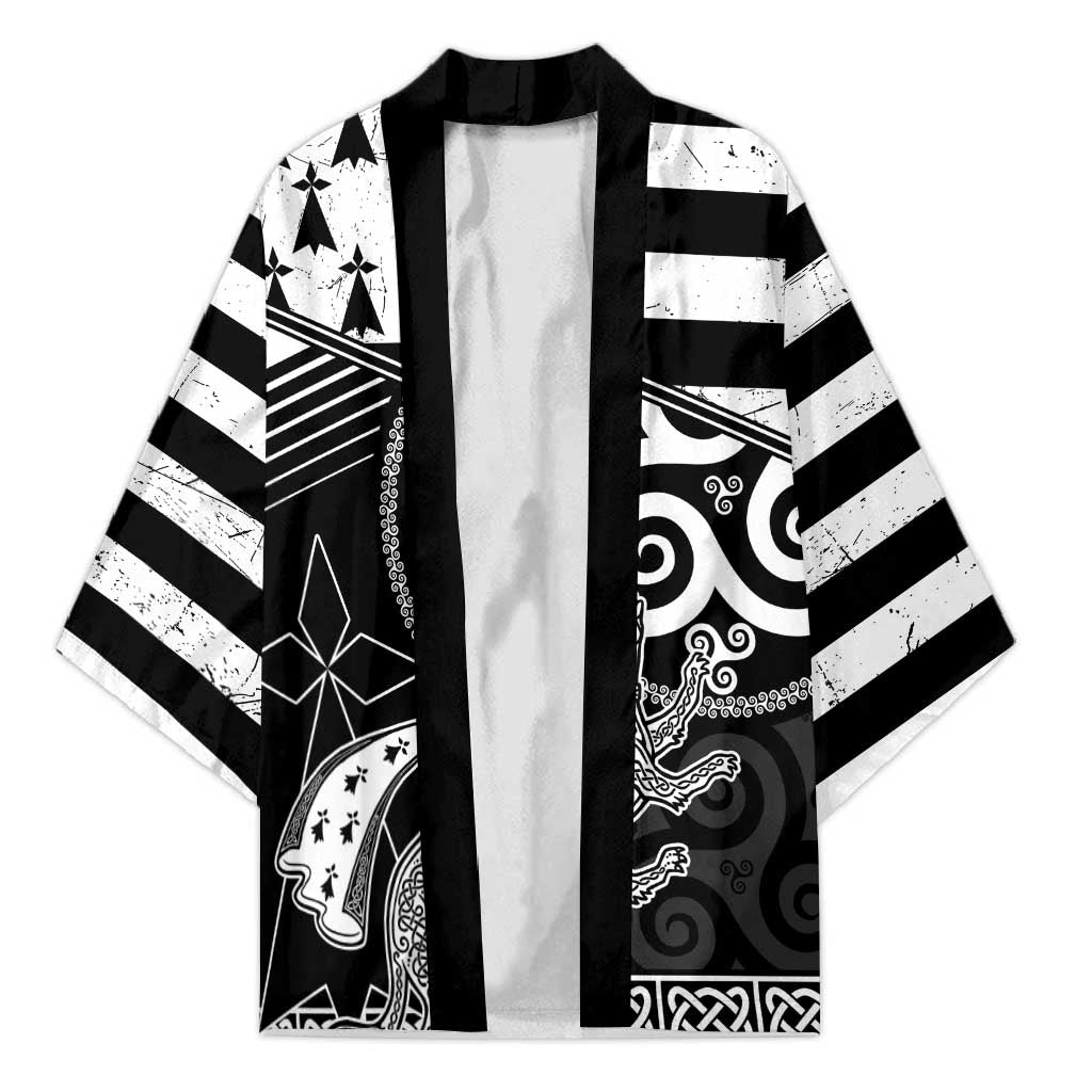 Brittany Ermine Celtic Kimono Black Celtic Triskels - Wonder Print Shop