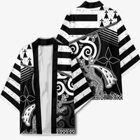 Brittany Ermine Celtic Kimono Black Celtic Triskels - Wonder Print Shop