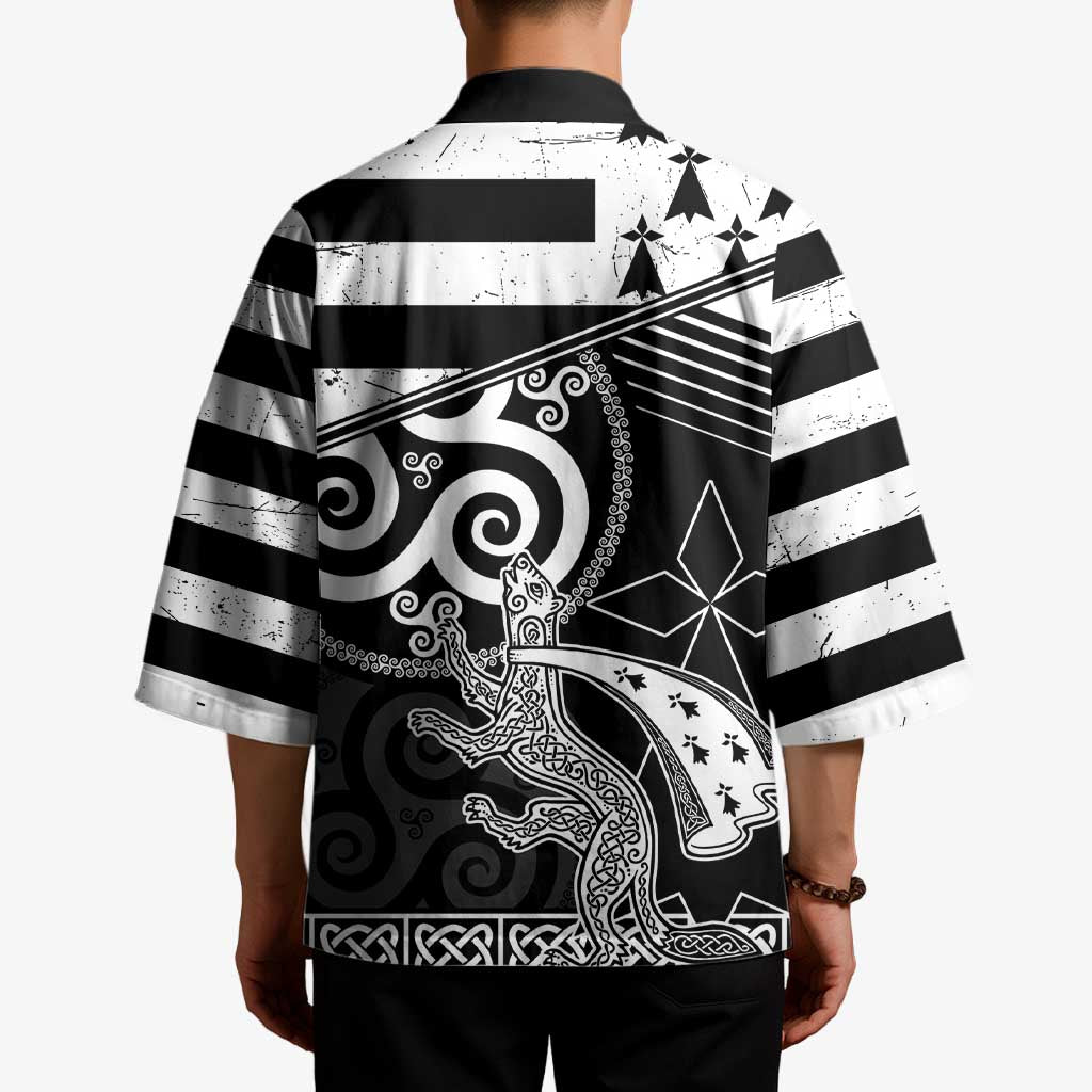 Brittany Ermine Celtic Kimono Black Celtic Triskels - Wonder Print Shop