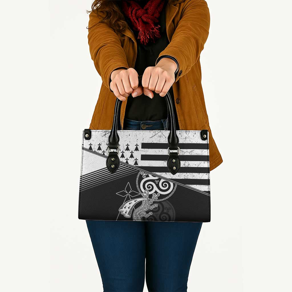 Brittany Ermine Celtic Leather Bag Black Celtic Triskels - Wonder Print Shop