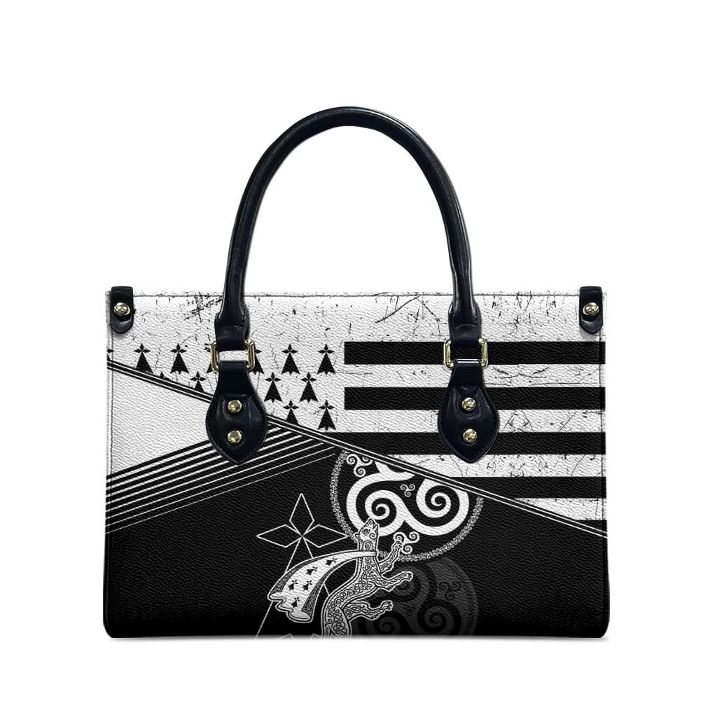 Brittany Ermine Celtic Leather Bag Black Celtic Triskels - Wonder Print Shop