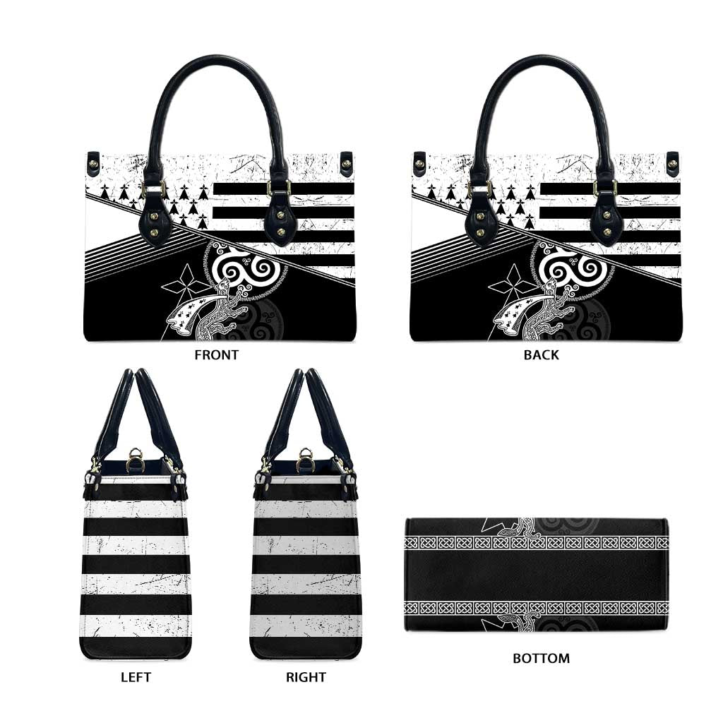 Brittany Ermine Celtic Leather Bag Black Celtic Triskels - Wonder Print Shop