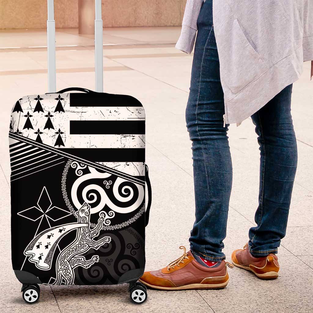 Brittany Ermine Celtic Luggage Cover Black Celtic Triskels - Wonder Print Shop