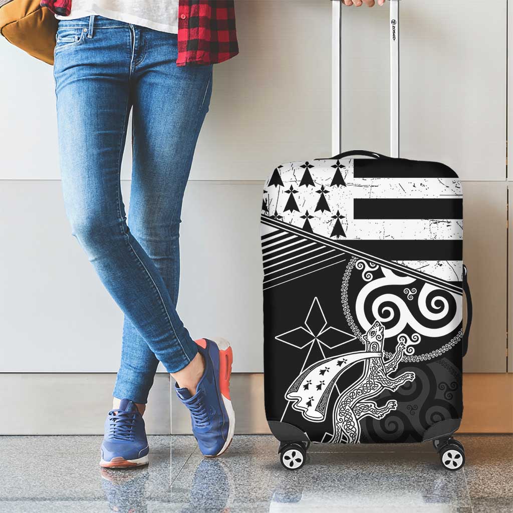 Brittany Ermine Celtic Luggage Cover Black Celtic Triskels - Wonder Print Shop
