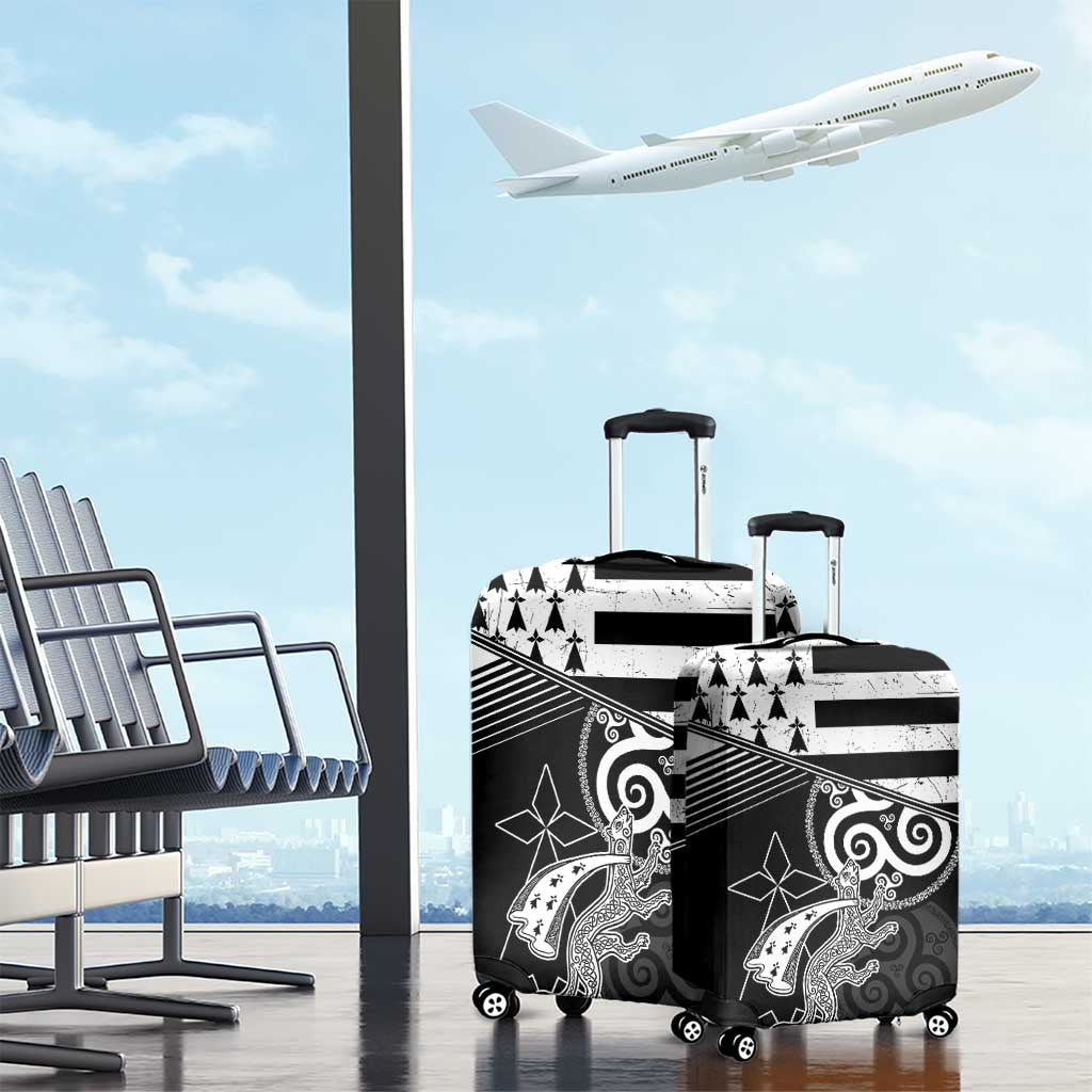 Brittany Ermine Celtic Luggage Cover Black Celtic Triskels - Wonder Print Shop