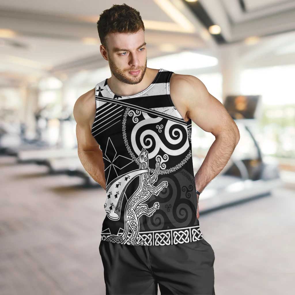Brittany Ermine Celtic Men Tank Top Black Celtic Triskels - Wonder Print Shop