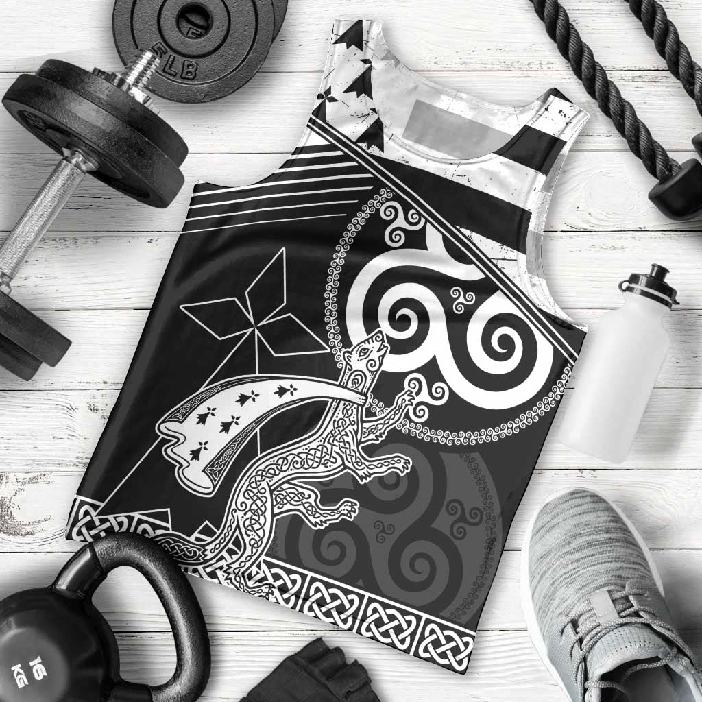 Brittany Ermine Celtic Men Tank Top Black Celtic Triskels - Wonder Print Shop