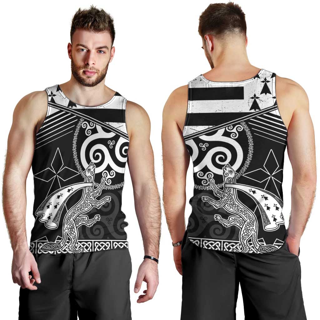 Brittany Ermine Celtic Men Tank Top Black Celtic Triskels - Wonder Print Shop