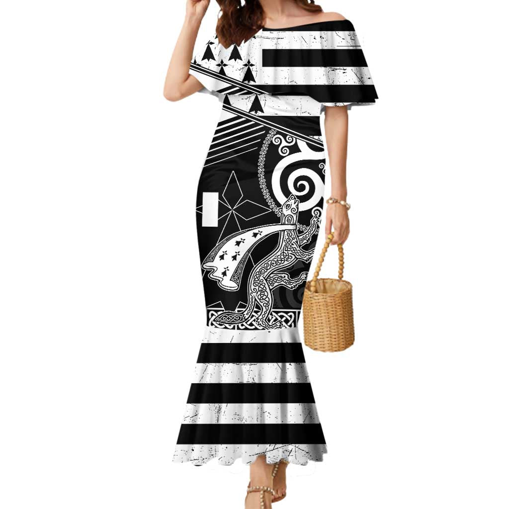 Brittany Ermine Celtic Mermaid Dress Black Celtic Triskels - Wonder Print Shop