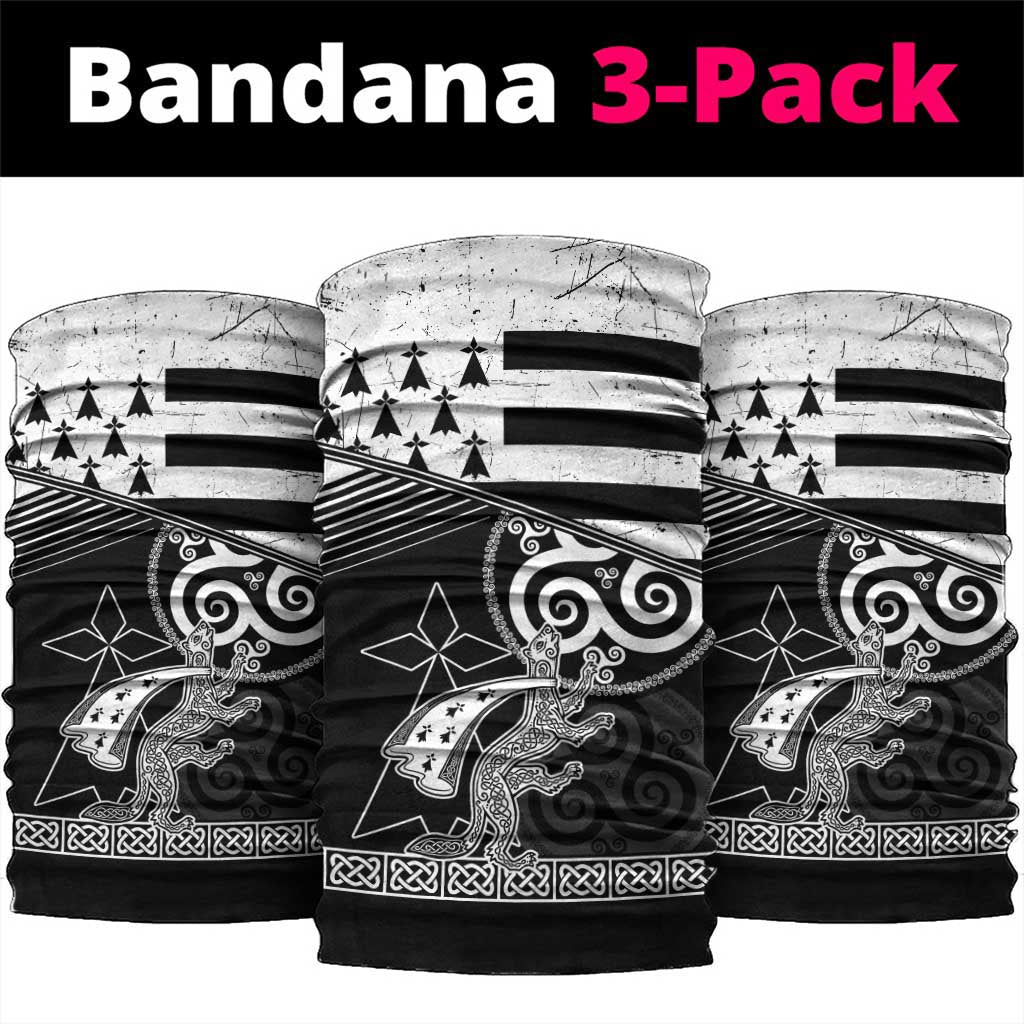 Brittany Ermine Celtic Neck Gaiter Black Celtic Triskels - Wonder Print Shop