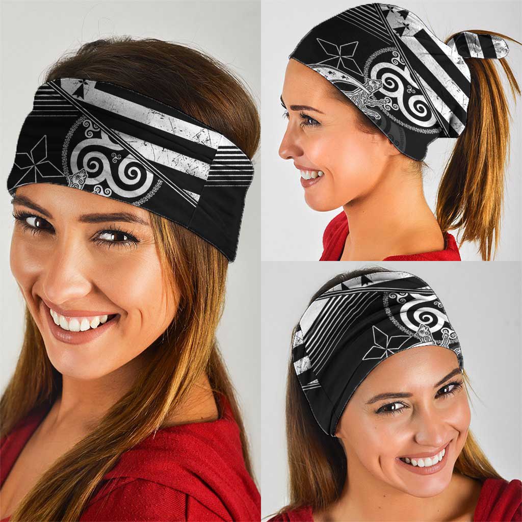 Brittany Ermine Celtic Neck Gaiter Black Celtic Triskels - Wonder Print Shop