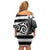 Brittany Ermine Celtic Off Shoulder Short Dress Black Celtic Triskels - Wonder Print Shop