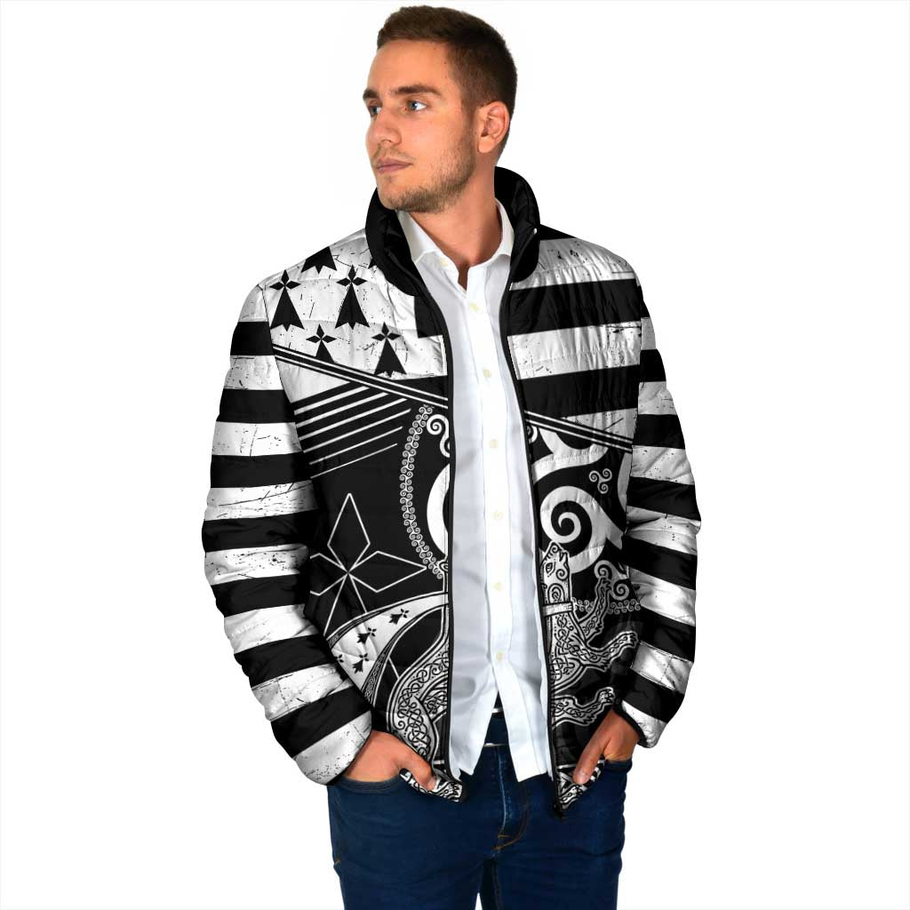 Brittany Ermine Celtic Padded Jacket Black Celtic Triskels - Wonder Print Shop