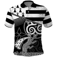 Brittany Ermine Celtic Polo Shirt Black Celtic Triskels - Wonder Print Shop