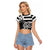 Brittany Ermine Celtic Raglan Cropped T Shirt Black Celtic Triskels - Wonder Print Shop
