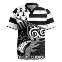 Brittany Ermine Celtic Rugby Jersey Black Celtic Triskels - Wonder Print Shop
