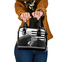 Brittany Ermine Celtic Shoulder Handbag Black Celtic Triskels - Wonder Print Shop