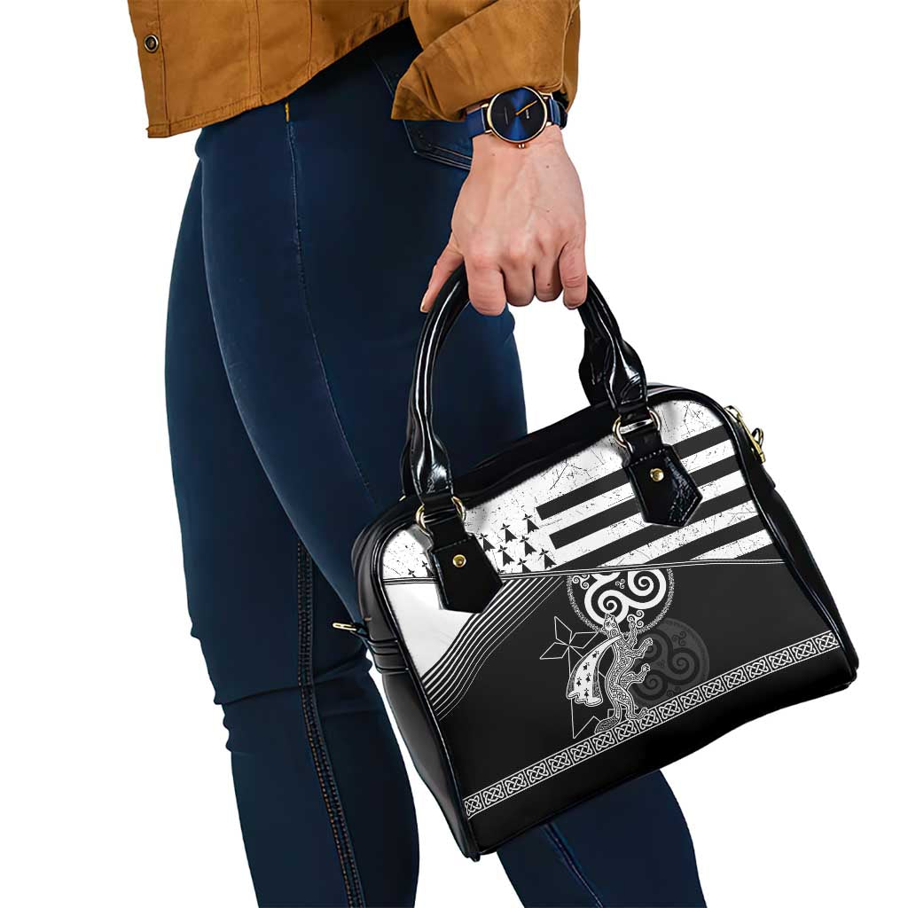 Brittany Ermine Celtic Shoulder Handbag Black Celtic Triskels - Wonder Print Shop