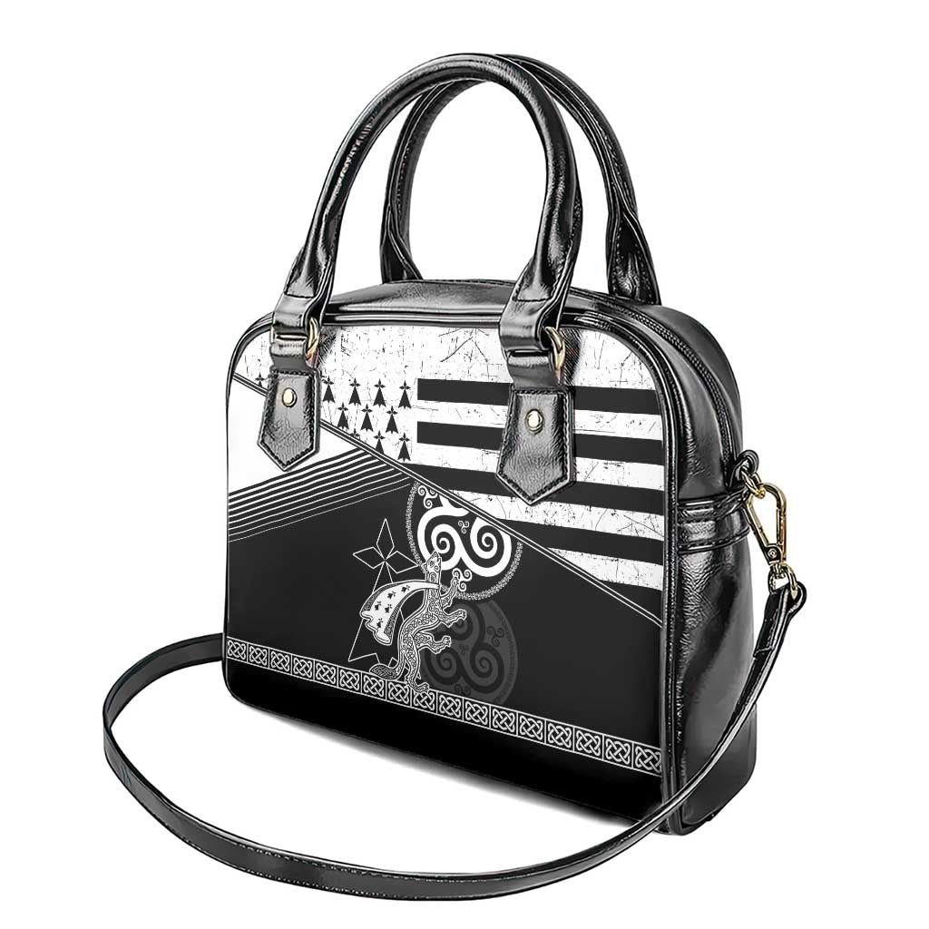 Brittany Ermine Celtic Shoulder Handbag Black Celtic Triskels - Wonder Print Shop