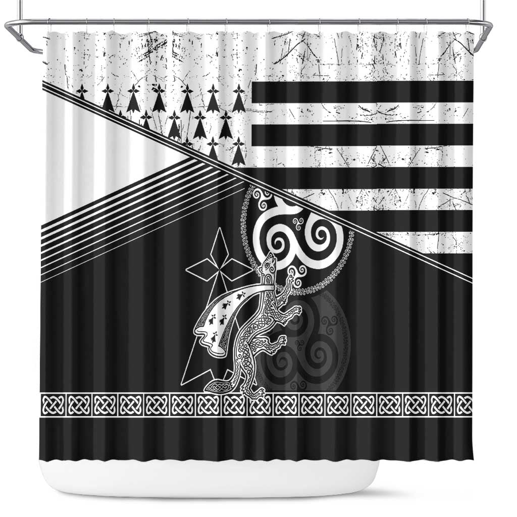 Brittany Ermine Celtic Shower Curtain Black Celtic Triskels - Wonder Print Shop