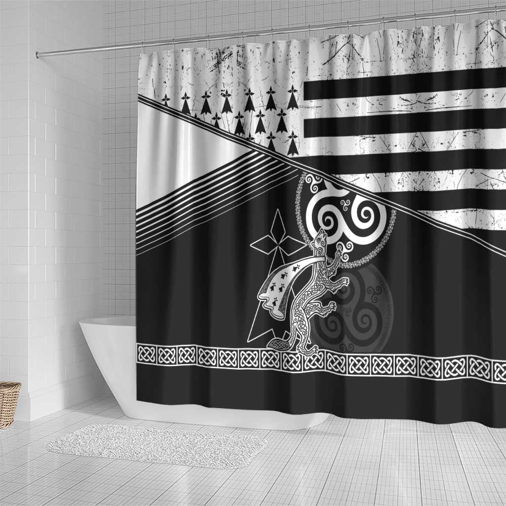 Brittany Ermine Celtic Shower Curtain Black Celtic Triskels - Wonder Print Shop