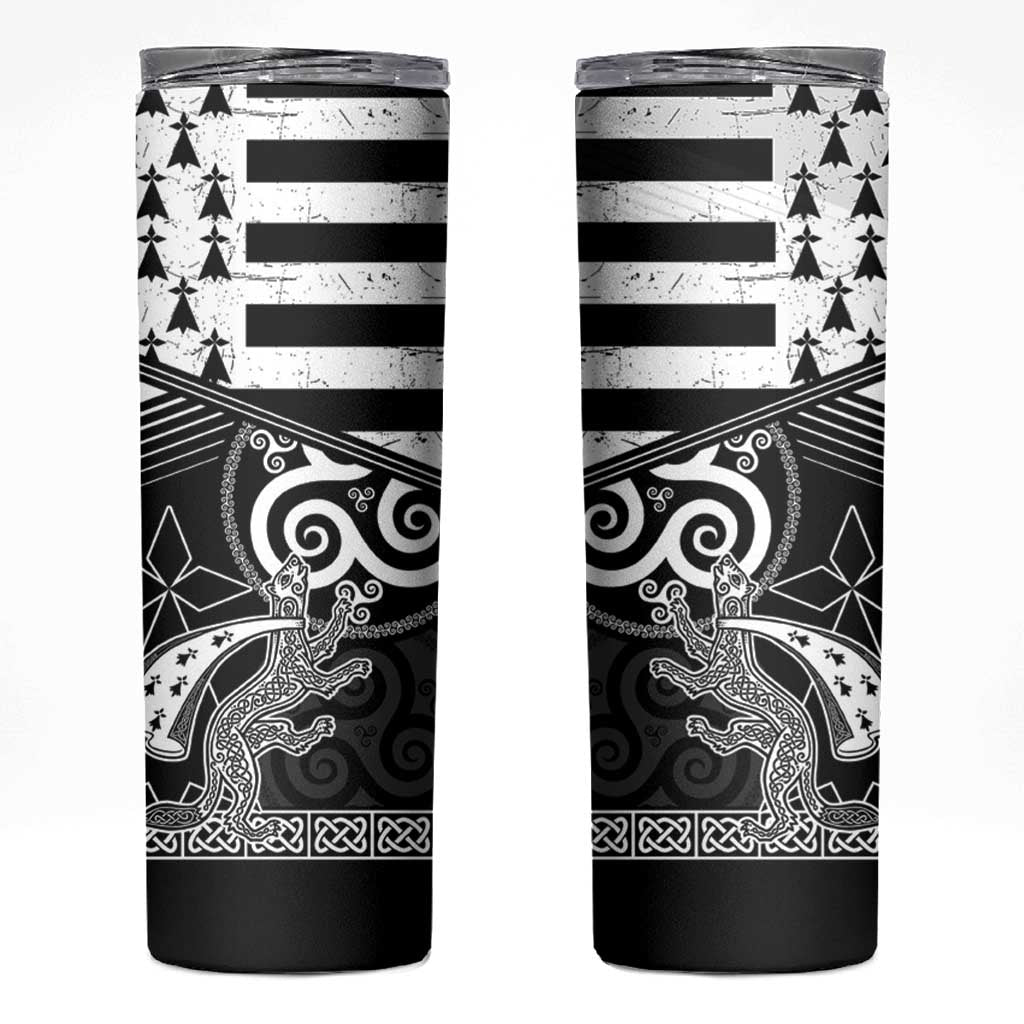 Brittany Ermine Celtic Skinny Tumbler Black Celtic Triskels - Wonder Print Shop