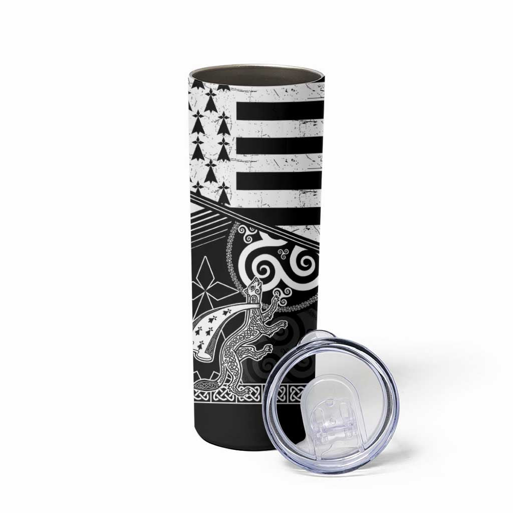 Brittany Ermine Celtic Skinny Tumbler Black Celtic Triskels - Wonder Print Shop