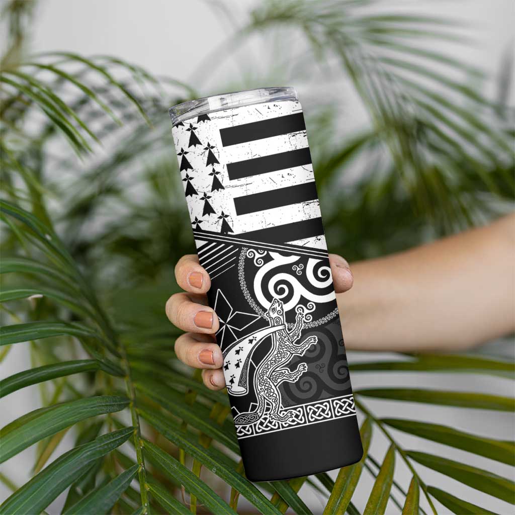 Brittany Ermine Celtic Skinny Tumbler Black Celtic Triskels - Wonder Print Shop