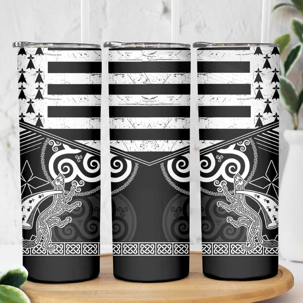 Brittany Ermine Celtic Skinny Tumbler Black Celtic Triskels - Wonder Print Shop