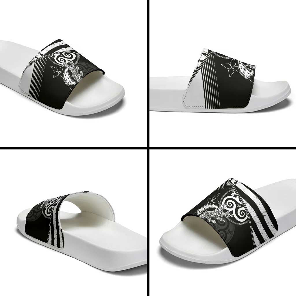 Brittany Ermine Celtic Slide Sandals Black Celtic Triskels - Wonder Print Shop