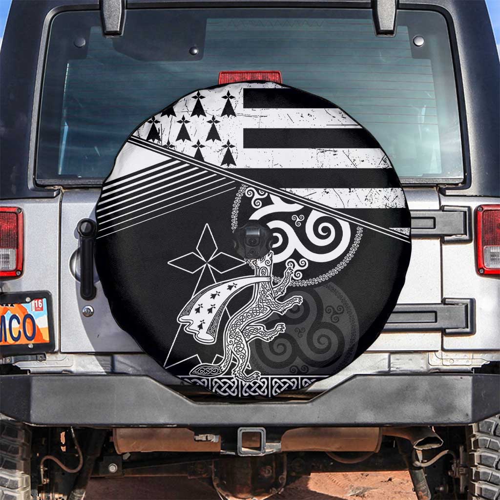 Brittany Ermine Celtic Spare Tire Cover Black Celtic Triskels - Wonder Print Shop