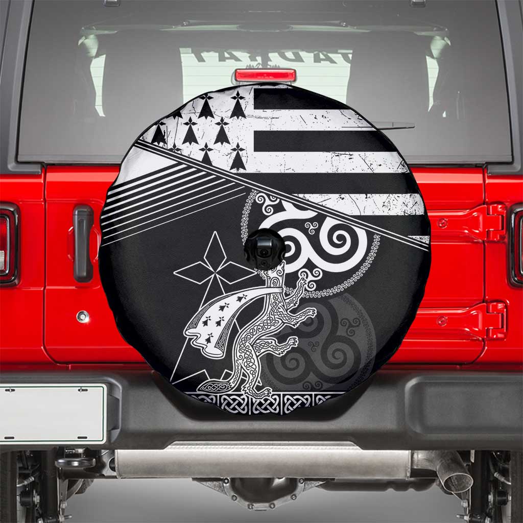 Brittany Ermine Celtic Spare Tire Cover Black Celtic Triskels - Wonder Print Shop