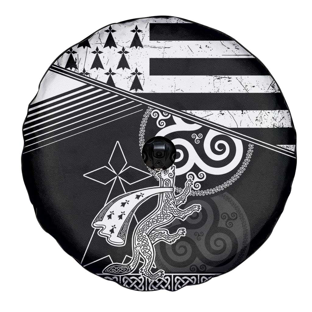 Brittany Ermine Celtic Spare Tire Cover Black Celtic Triskels - Wonder Print Shop
